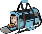 CUSSIOU Large Cat Carrier Dog Carrier, Pet Carrier for 2 Cats Large Cats, Dog Carrier for Small Dogs, Collapsible Soft Sided Pet Carrier for Kitten Puppy Under 25 lbs, Blue